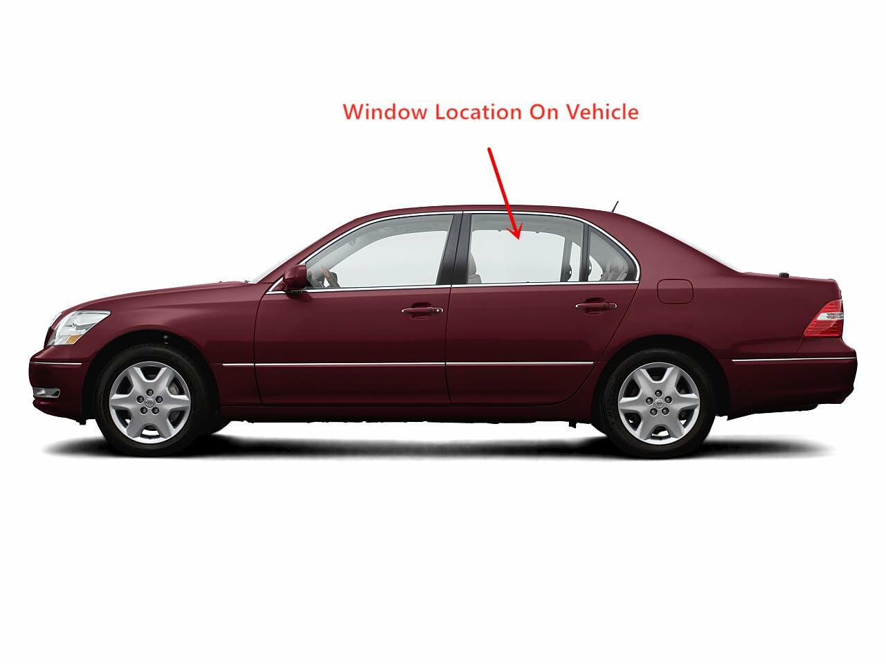 Driver Left Side Rear Door Window Door Glass Compatible with Lexus LS430 2001-2006 Models
