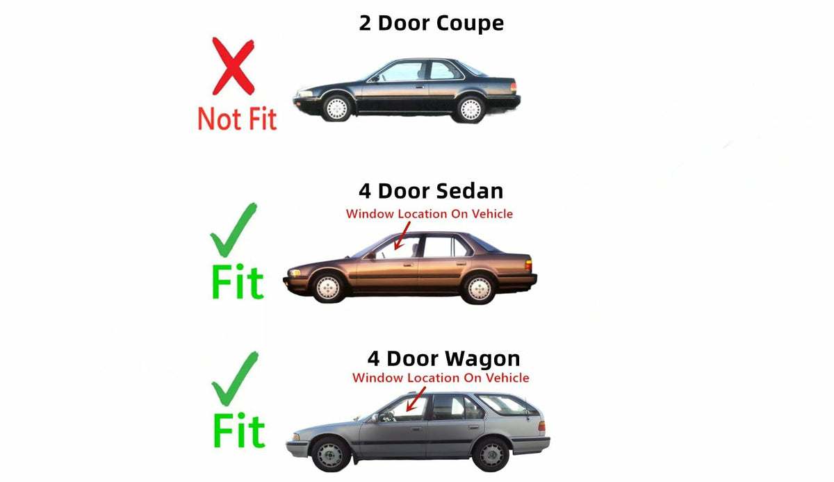 Driver Left Side Front Door Window Door Glass Compatible with Honda Accord 4 Door Sedan/Wagon 1990-1993 Models