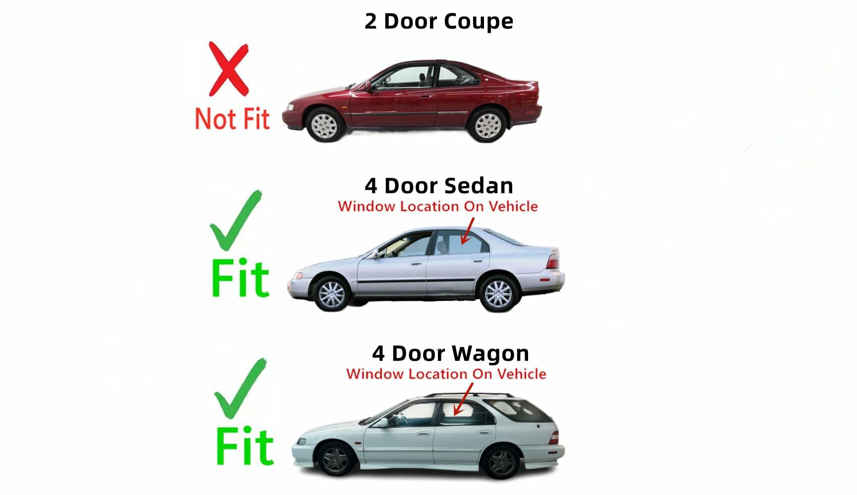 Driver Left Side Rear Door Window Door Glass Compatible with Honda Accord 4 Door Sedan/Wagon 1994-1997 Models