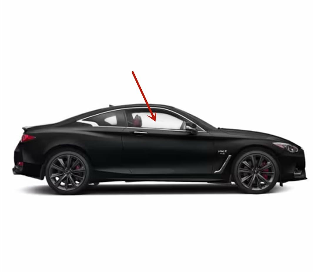 Tempered Passenger Right Side Door Window Door Glass Compatible with Infiniti Q60 2017-2022 Models