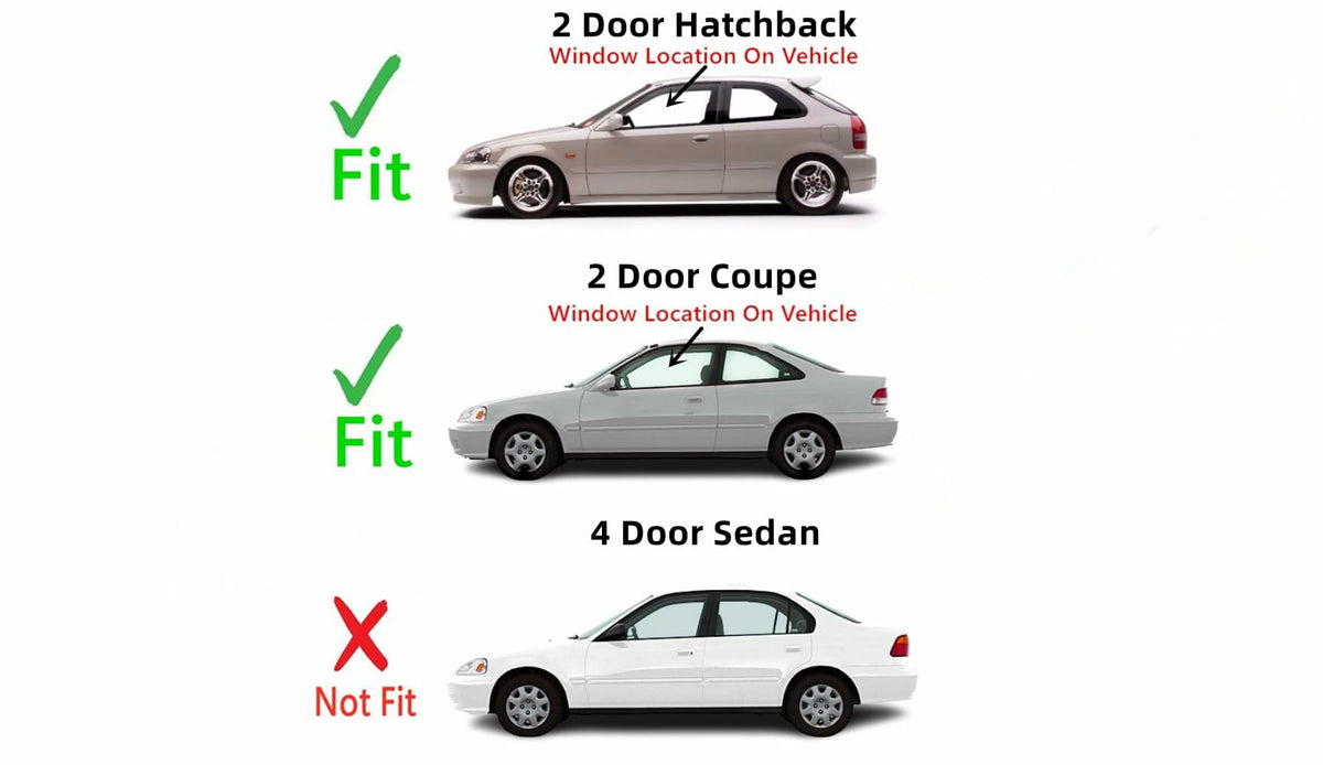 Driver Left Side Door Glass Compatible with Honda Civic 2 Door Coupe/Hatchback 1996-2000 Models