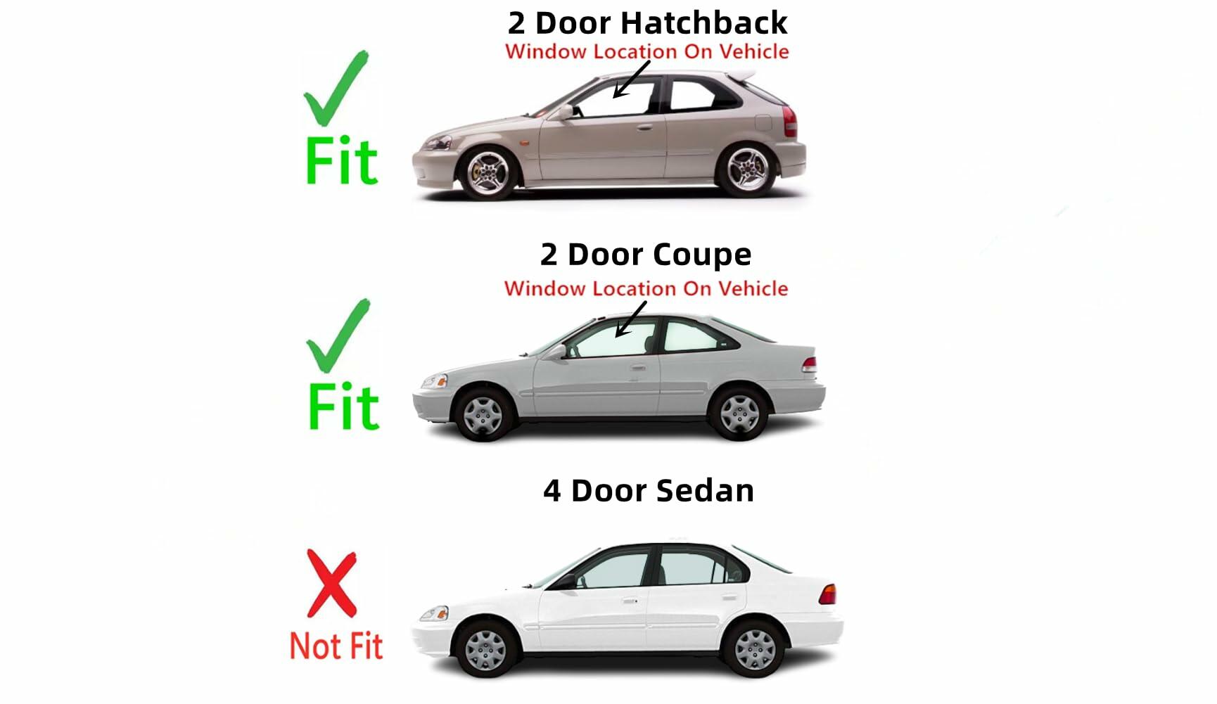 Driver Left Side Door Glass Compatible with Honda Civic 2 Door Coupe/Hatchback 1996-2000 Models