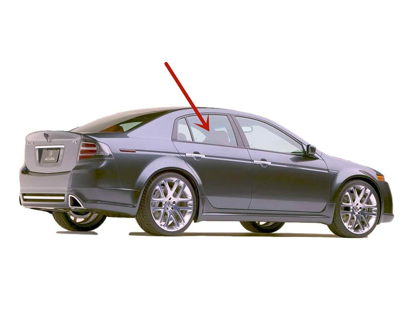 Passenger Right Side Rear Door Window Door Glass Compatible with Acura TL 2004-2008 Models