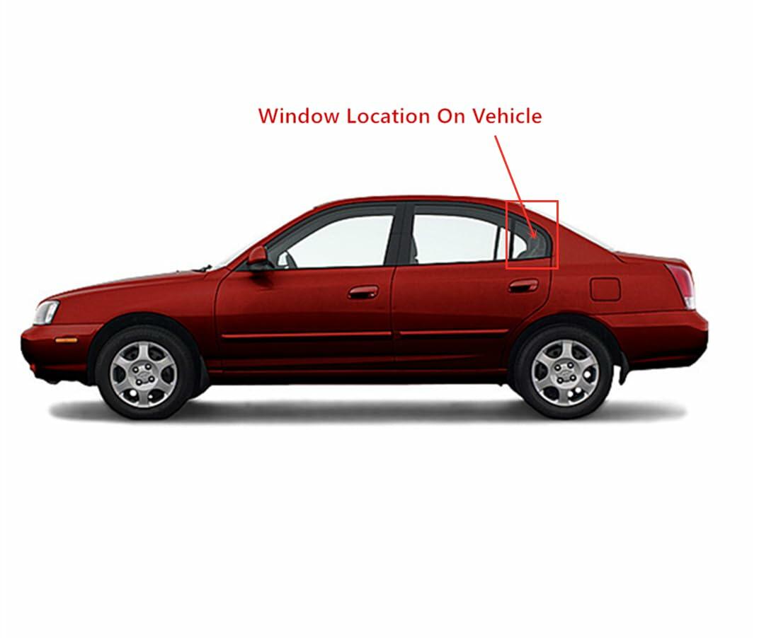 Driver Left Side Rear Vent Window Vent Glass Compatible with Hyundai Elantra 4-Door Sedan 2001-2006 Models (Glass Only)