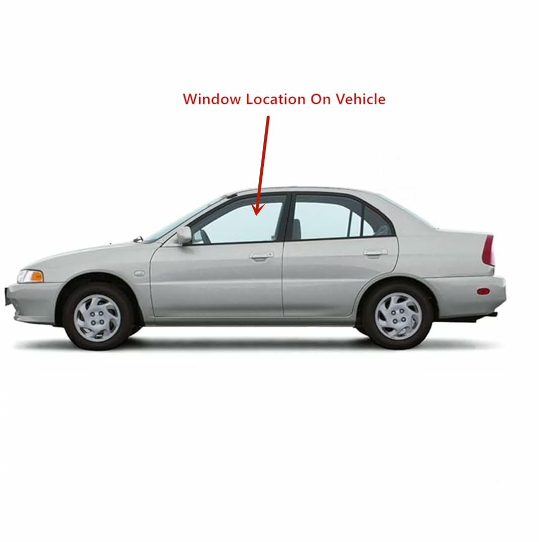 Driver Left Side Front Door Window Door Glass Compatible with Mitsubishi Mirage 4 Door Sedan 1997-2001 Models
