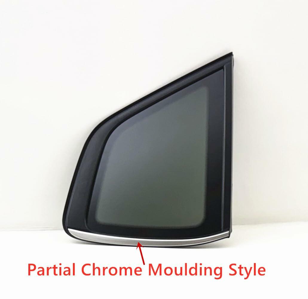 Tempered Partial Chrome Moulding Sytle Passenger Right Side Quater Window Quarter Glass Compatible with Volkswagen Taos 2022 Models