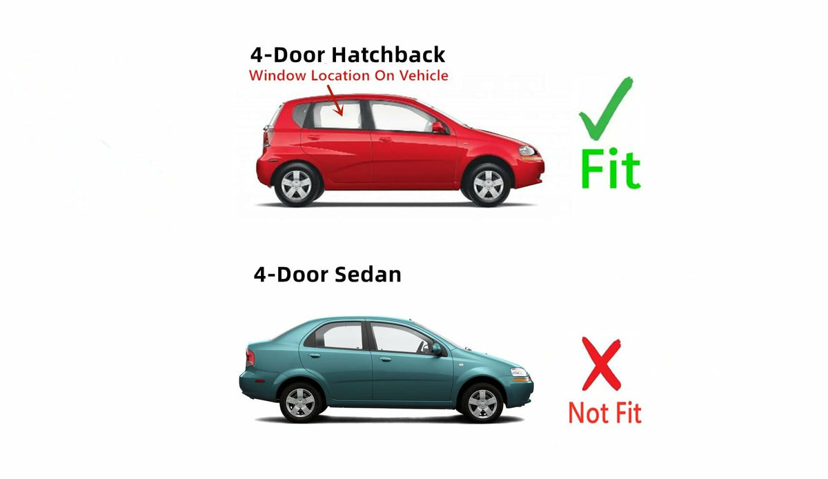 Passenger Right Side Rear Door Window Door Glass Compatible with Chevrolet Aveo 2004-2008 4 Door Hatchback Models