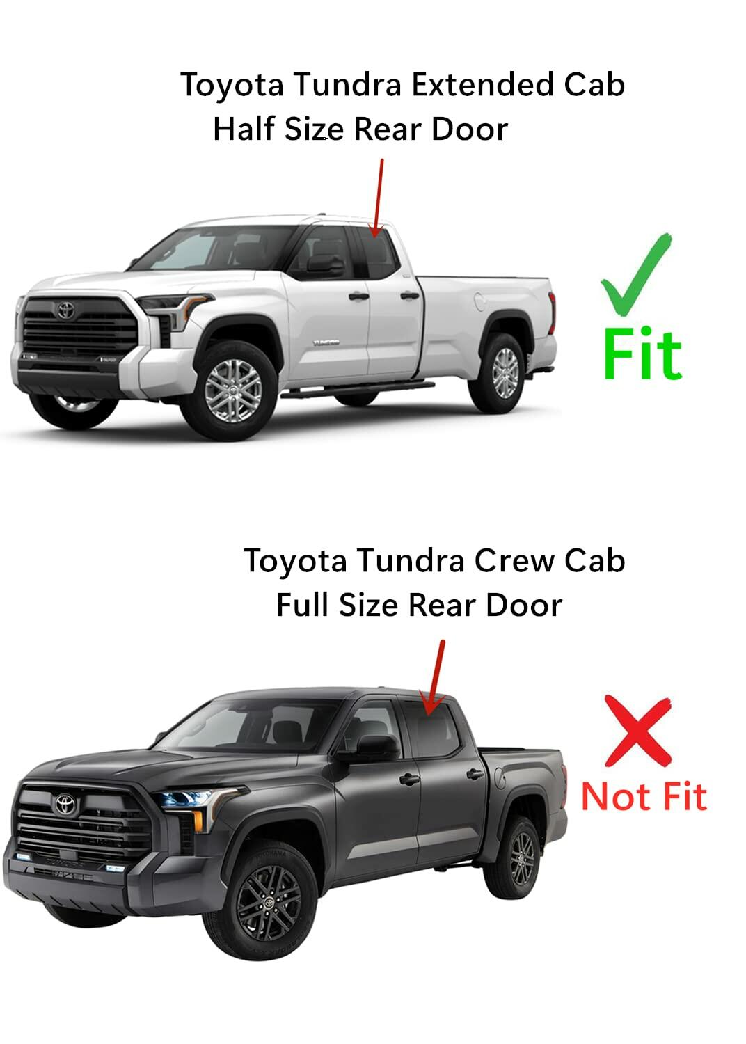 Tempered Driver Left Side Rear Door Window Door Glass Compatible with Toyota Tundra 4 Door Extended Cab Pickup 2022-2025 Models