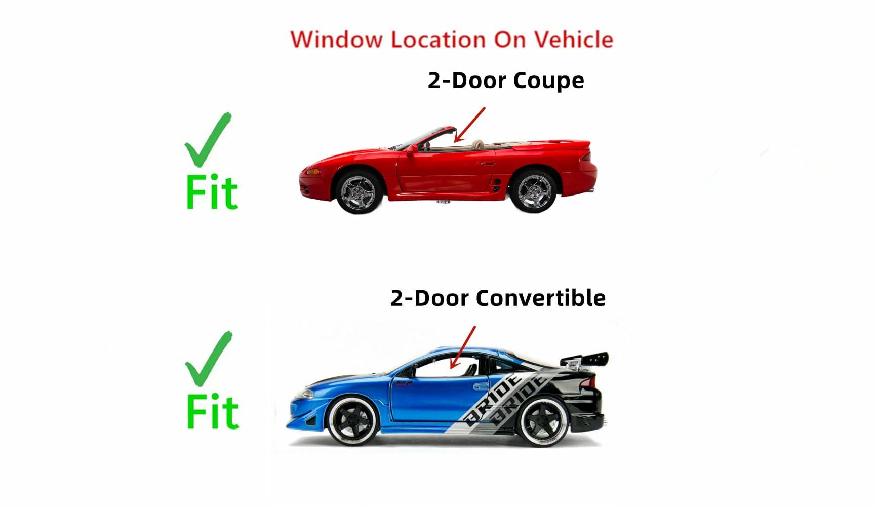 Driver Left Side Door Window Door Glass Compatible with Mitsubishi Eclipse 1995-1999 / Eagle Talon 1995-1998 Models