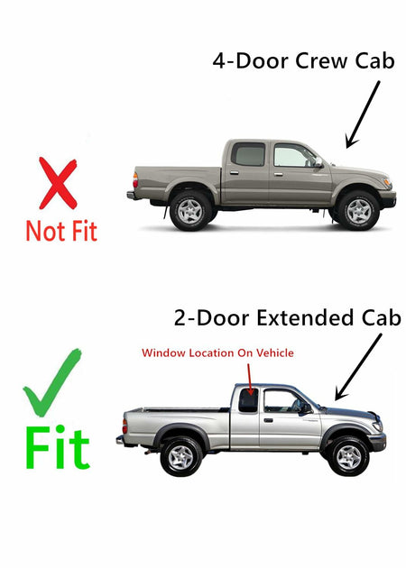 Passenger Right Side Rear Quarter Window Quarter Glass Compatible with Toyota Tacoma Pickup 2 Door Extended Cab 2001-2004 Models