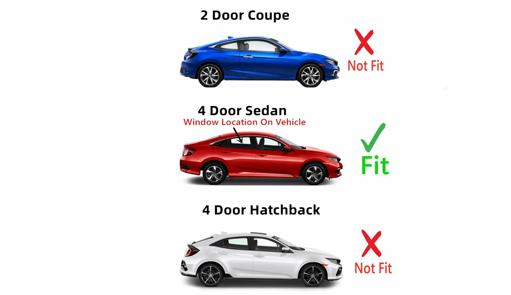 Passenger Right Side Rear Door Window Door Glass Compatible with Honda Civic 2016-2021 / Insight 2019-2022 4 Door Sedan Models