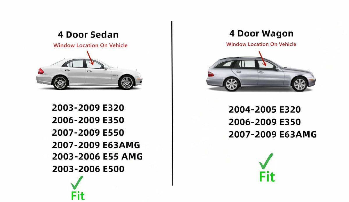 Passenger Right Side Front Door Window Door Glass Compatible with Mercedes Benz E320 E350 E500 E550 E55AMG E63AMG 2003-2009 4 Door Sedan / E350 E320 E63AMG 2004-2009 4 Door Wagon Models