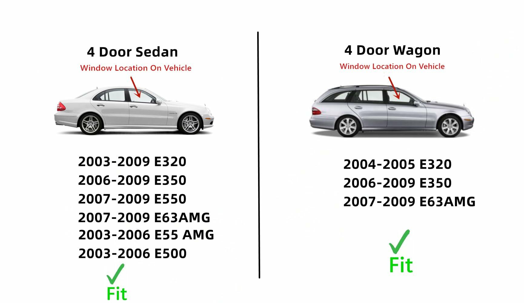 Passenger Right Side Front Door Window Door Glass Compatible with Mercedes Benz E320 E350 E500 E550 E55AMG E63AMG 2003-2009 4 Door Sedan / E350 E320 E63AMG 2004-2009 4 Door Wagon Models