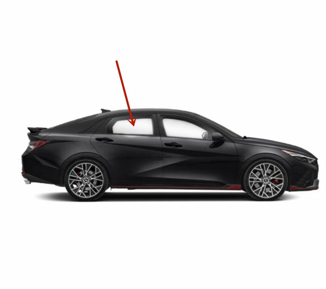 Tempered Passenger Right Side Rear Door Window Door Glass Compatible with Hyundai Elantra / Elantra N 2021-2026 Models