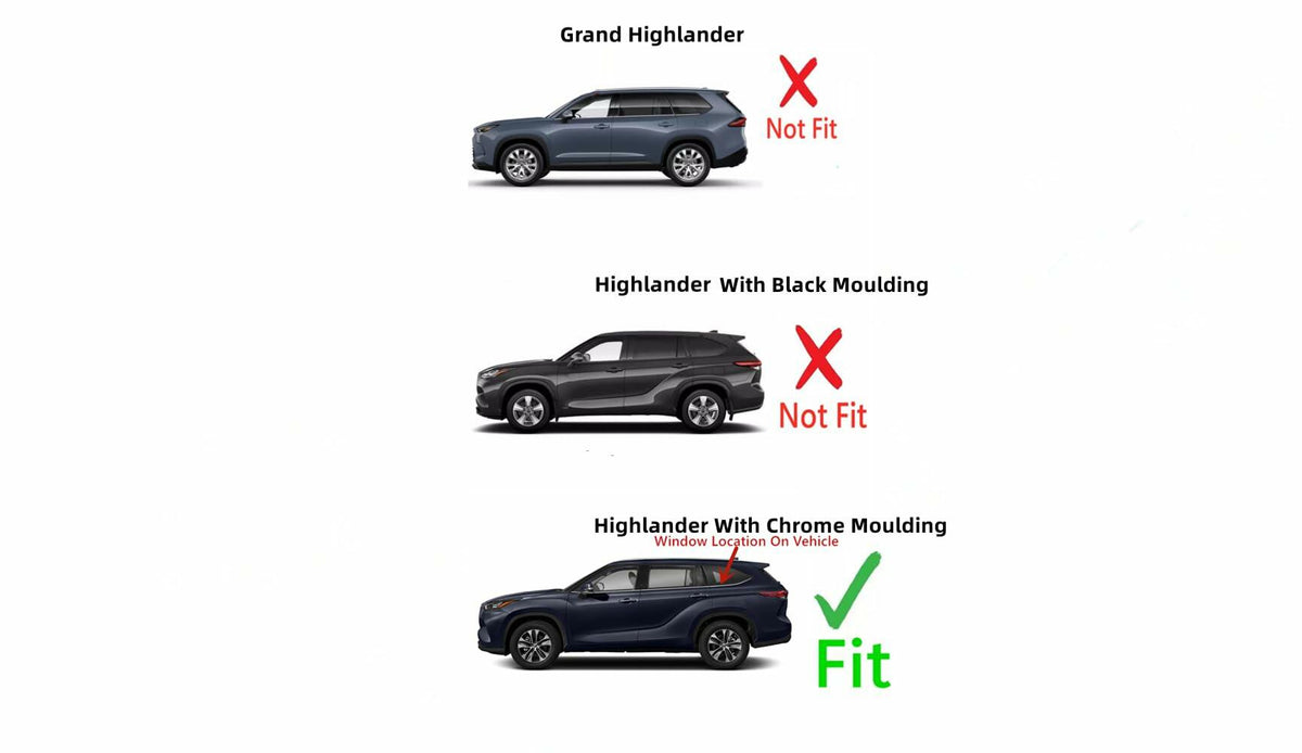 Chrome Moulding Style With Antenna Driver Left Side Quarter Window Quarter Glass Compatible with Toyota Highlander 2020-2025 Models