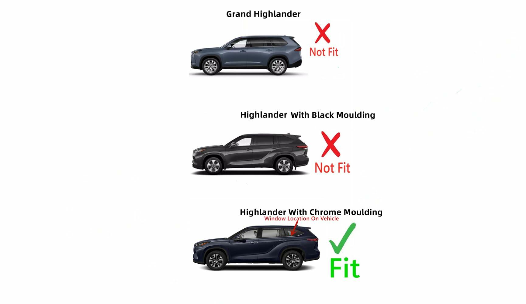 Chrome Moulding Style With Antenna Driver Left Side Quarter Window Quarter Glass Compatible with Toyota Highlander 2020-2025 Models
