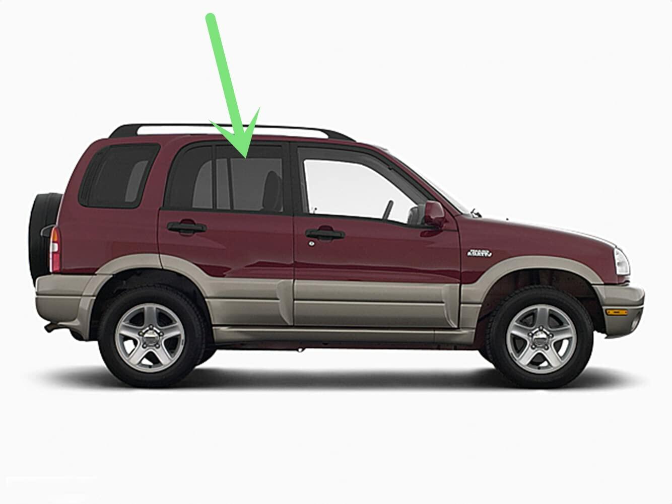 Tempered Passenger Right Side Rear Door Window Door Glass Compatible with Chevrolet Tracker / Suzuki Vitara / Suzuki Grand Vitara 1999-2005 Models (Not For Grand Vitara XL-7)