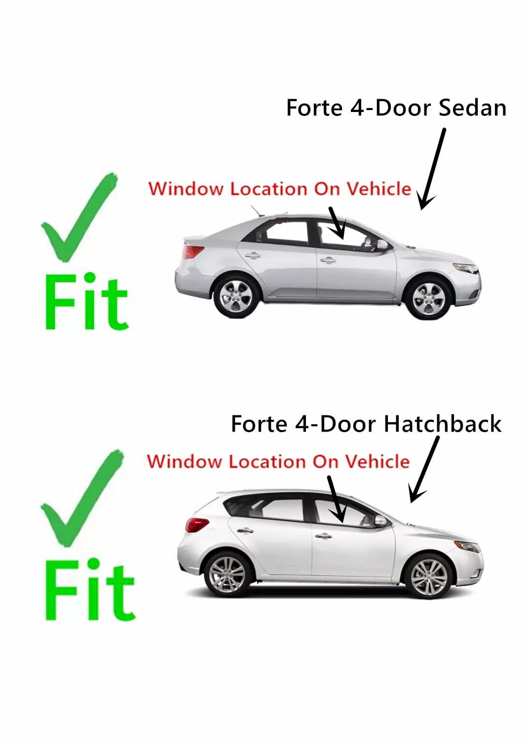 Passenger Right Side Front Door Window Door Glass Compatible with Kia Forte 2010-2013 Models