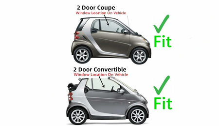 Passenger Right Side Door Window Door Glass Compatible with Smart fortwo 2008-2015 Models