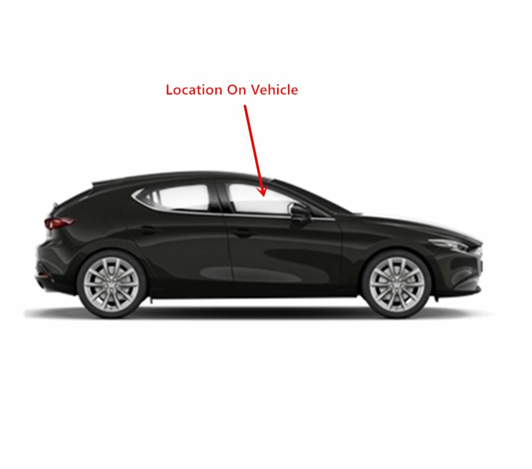 Tempered Passenger Right Side Front Door Window Door Glass Compatible with Mazda 3 4 Door Hatchback 2019-2026 Models