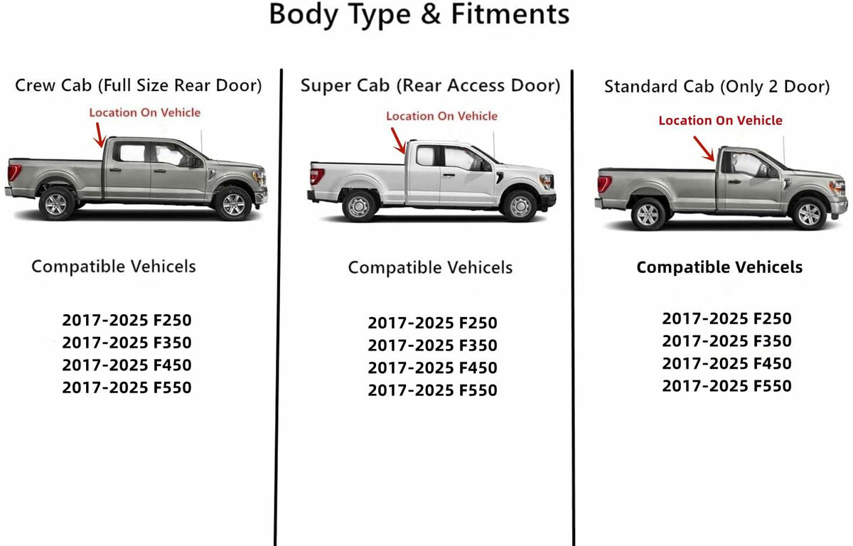 Privacy Stationary Back Window Back Glass Compatible with Ford F250 F350 F450 F550 2017-2026 Models (Not For F150, F650,Or F750)