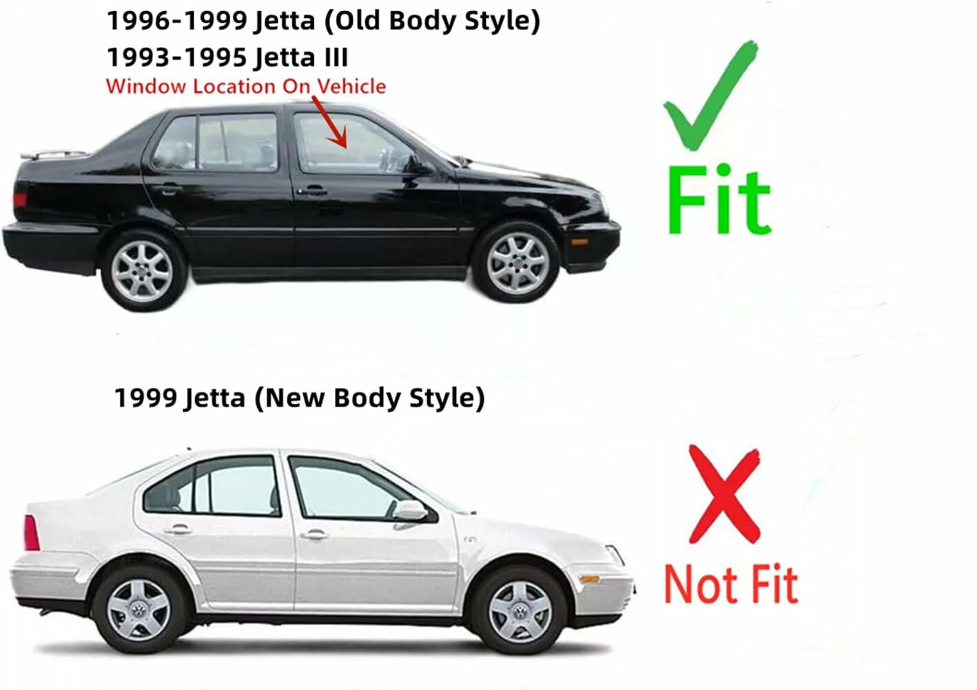 Passenger Right Side Front Door Window Door Glass Compatible with Volkswagen Golf III & Jetta III 1993-1995 / Golf & Jetta 1996-1999 4 Door Models