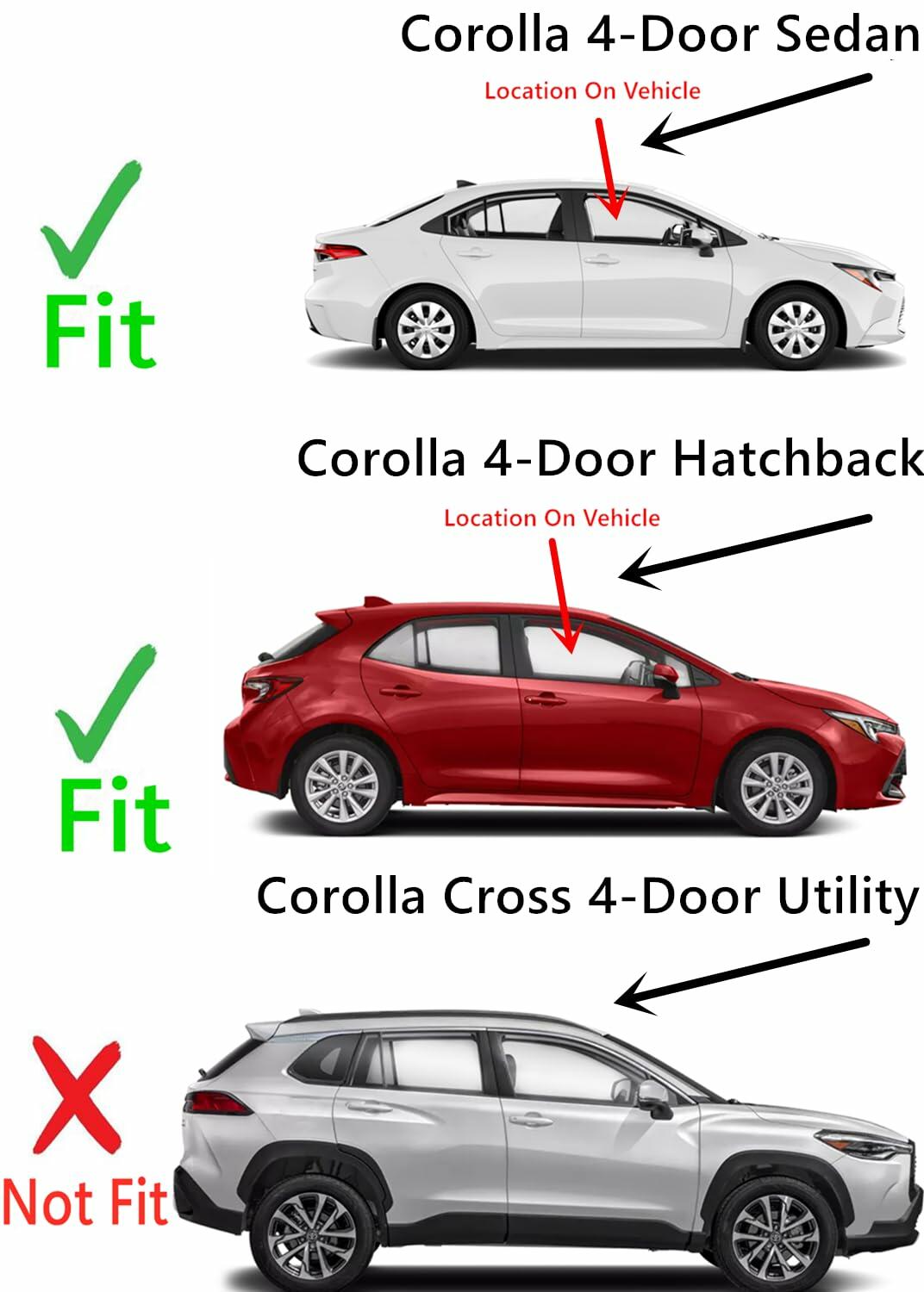 Passenger Right Side Front Door Window Door Glass Compatible with Toyota Corolla 4 Door Hatchback 2019-2026 / Corolla 4 Door Sedan 2020-2026 Models