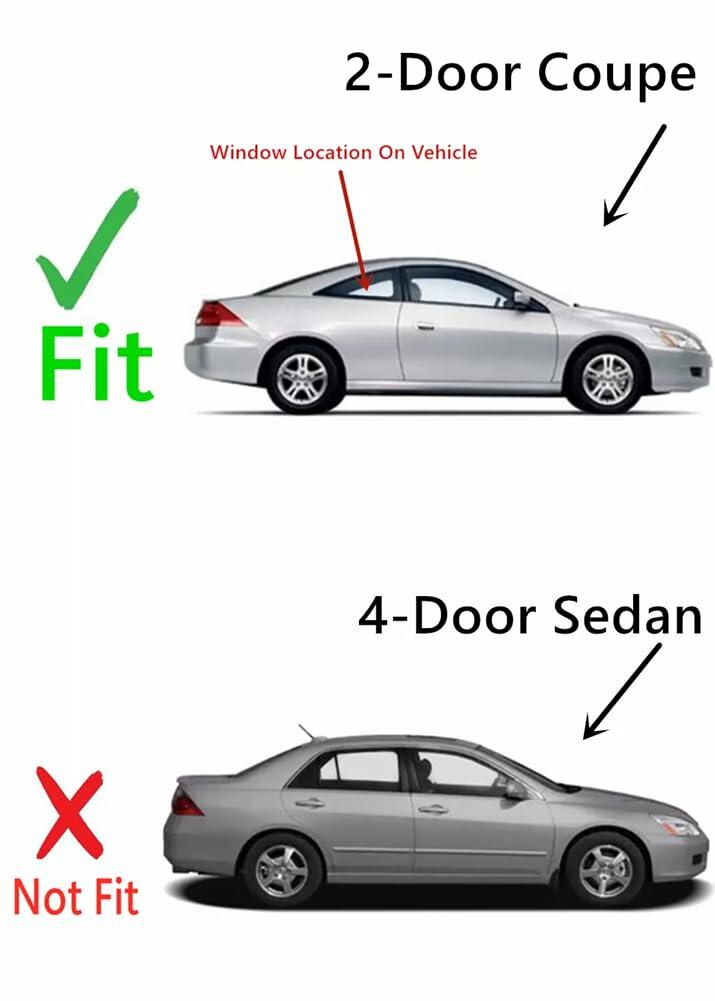 Passenger Right Side Quarter Window Quarter Glass Compatible with Honda Accord 2 Door Coupe 2003-2007 Models