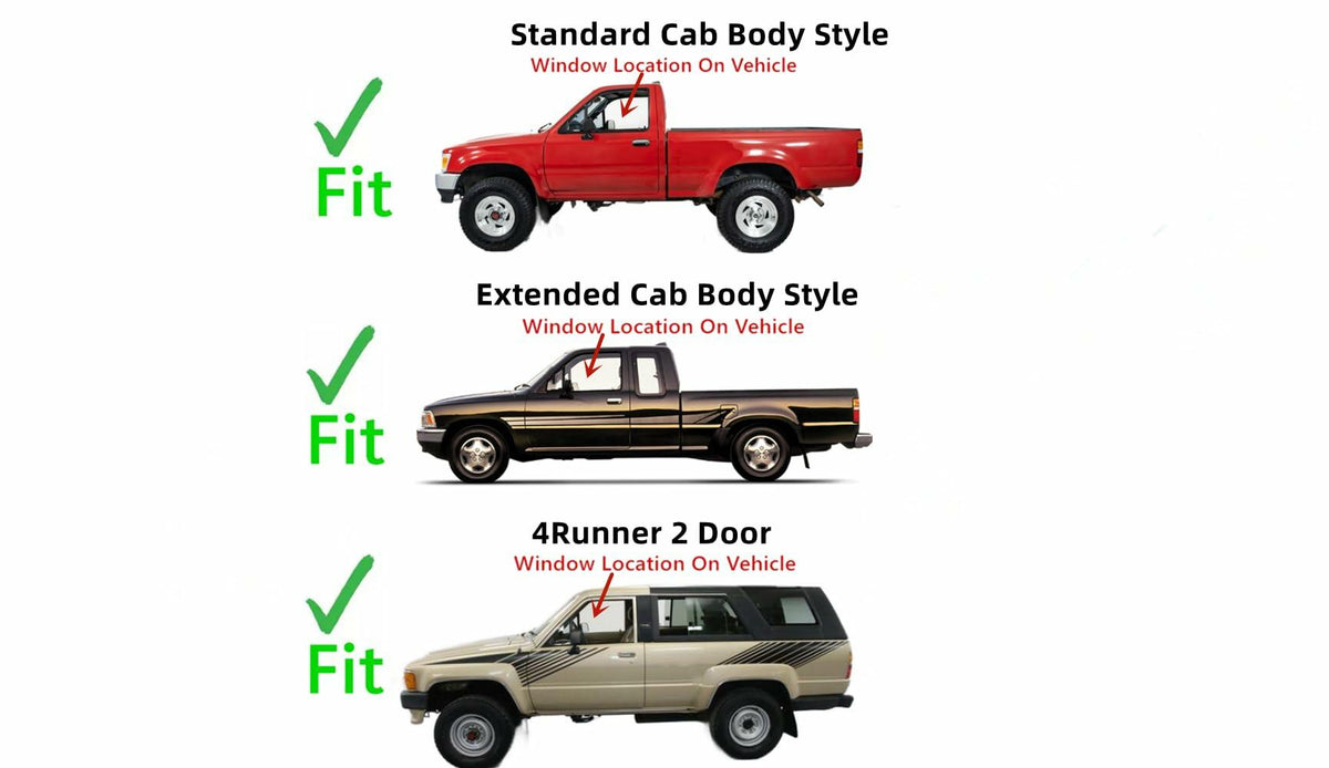 Driver Side Front Door Glass Door Window Door Glass W/Vent Window Compatible with Toyota Pickup Truck 1989-1995 Models / 4Runner 1990-1991 Models