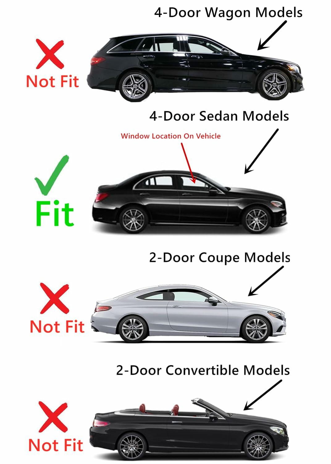 4MM Tempered Passenger Right Side Front Door Window Door Glass Compatible with Mercedes Benz C300 C400 C43AMG C63AMG 2015-2021 4-Door Sedan Models