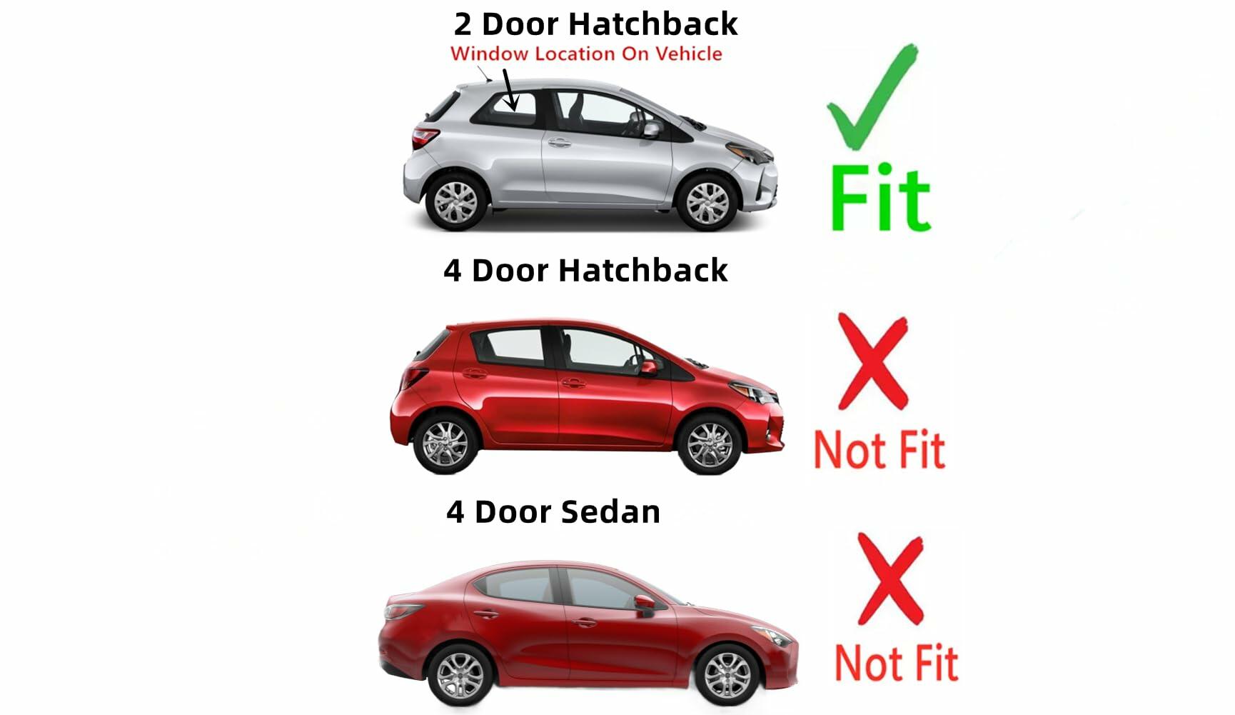 Passenger Right Side Quarter Glass Quarter Window Compatible with Toyota Yaris 2 Door Hatchback 2012-2019 Models
