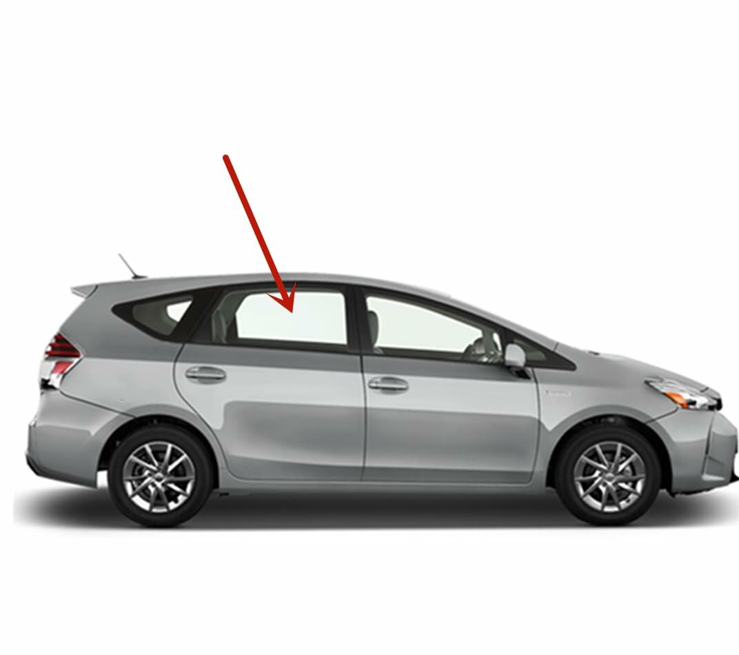 Passenger Right Side Rear Door Window Door Glass Compatible with Toyota Prius V 4 Door Hatchback 2012-2018 Models