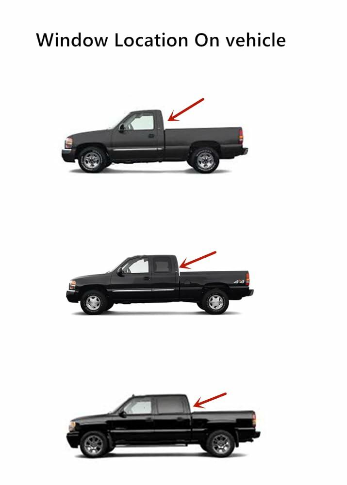 Manual Slider Back Window Back Glass Compatible with GMC Sierra / Chevrolet Silverado 1500 1500HD 1999-2013 & 2500 2500HD 3500 3500HD 1999-2014 & Classic 2007 Models