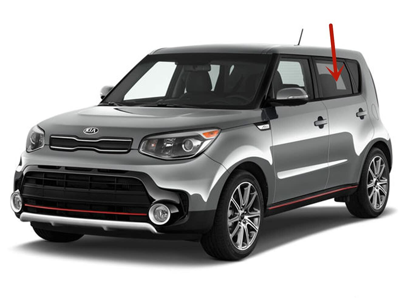 Driver Left Side Rear Door Window Door Glass Compatible with Kia Soul 2014-2019 Models / Soul EV 2016-2018 Models