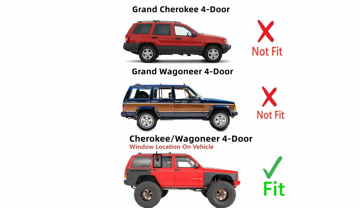 Passenger Right Side Rear Vent Window Vent Glass Compatible with Jeep Cherokee/Jeep Wagoneer 1984-2001 Models