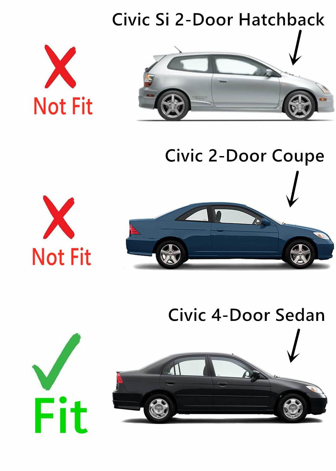 Passenger Right Side Rear Vent Window Vent Glass Compatible with Honda Civic 4 Door Sedan 2001-2005 Models