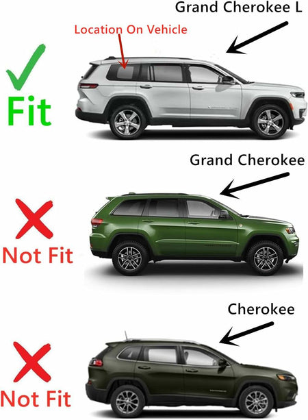 Tempered Passenger Right Side Rear Quarter Window Quarter Glass Compatible with Jeep Grand Cherokee L 2021-2026 Models (Not For Grand Cherokee)