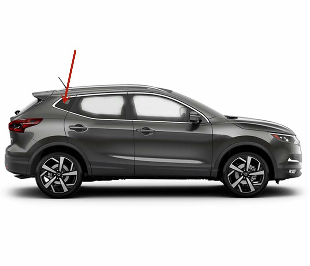 OE Passenger Right Side Quarter Window Quarter Glass Bright Trim Style Compatible with Nissan Rogue Sport 2017-2022 Models