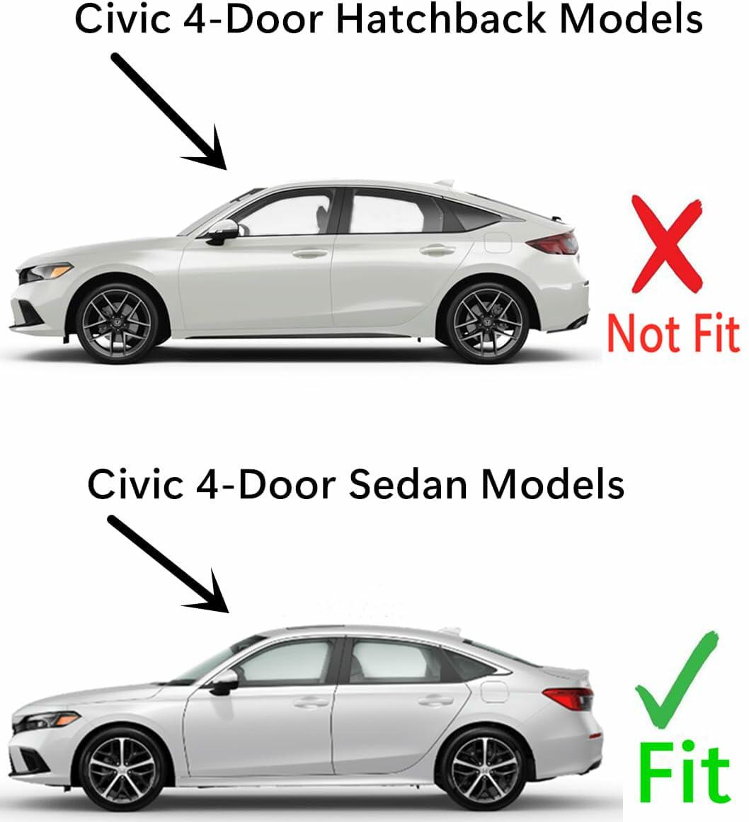 Tempered Chrome Molding Style Driver Left Side Quarter Window Quarter Glass Compatible with Honda Civic 4-Door Sedan 2022-2026 Models