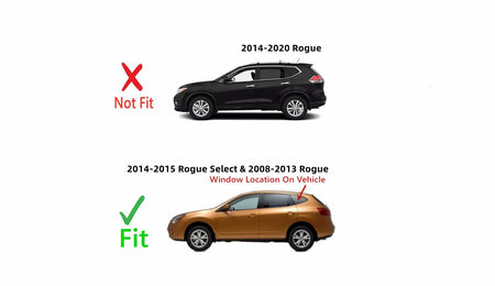 Driver Left Side Quarter Window Quarter Glass Compatible with Nissan Rogue 2008-2013 / Rogue Select 2014-2015 Models