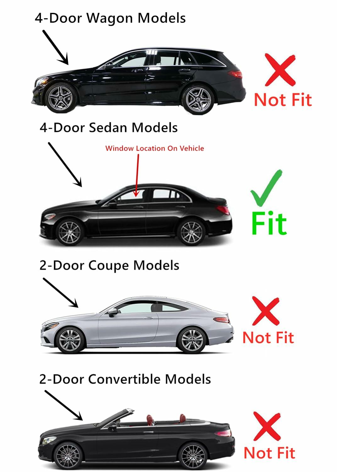 4MM Tempered Driver Left Side Front Door Window Door Glass Compatible with Mercedes Benz C300 C400 C43AMG C63AMG 2015-2021 4-Door Sedan Models