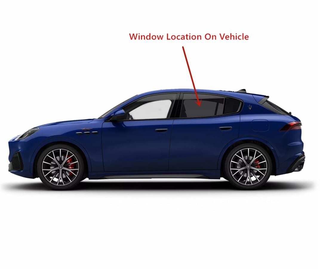 Tempered Driver Left Side Rear Door Window Door Glass Compatible with Maserati Grecale 2023-2024 Models
