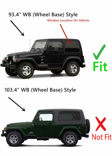 Driver Left Side Quarter Window Quarter Glass Compatible with Jeep Wrangler 93.4'' WB Short Wheel Bass 1987-2006 Models