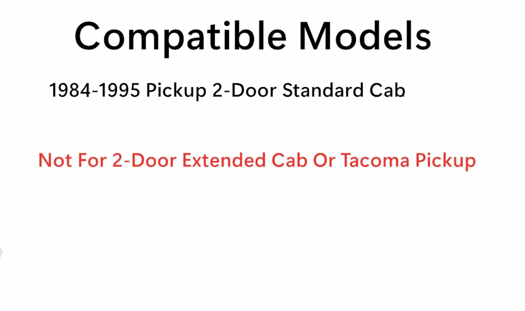 Stationary Back Window Back Glass Compatible with Toyota Pickup 2-Door Standard Cab 1984-1995 Models (Not For Tacoma, or Extended Pickup)