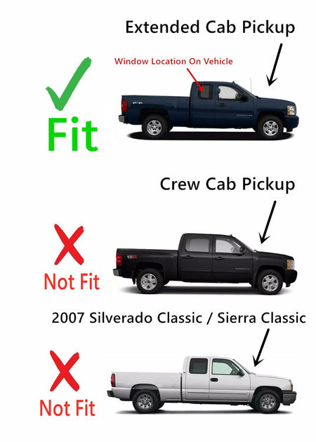 Movable Passenger Right Side Quarter Window Quarter Glass Compatible with Chevrolet Silverado/GMC Sierra 1500 2500 3500 Extended Cab 2007-2013 Models (Not For Classic Models)