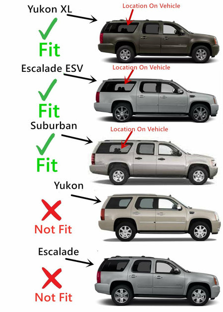 Passenger Right Side Quarter Window Quarter Glass Compatible with Chevrolet Suburban/Cadillac Escalade ESV/GMC Yukon XL 2007-2010 Models