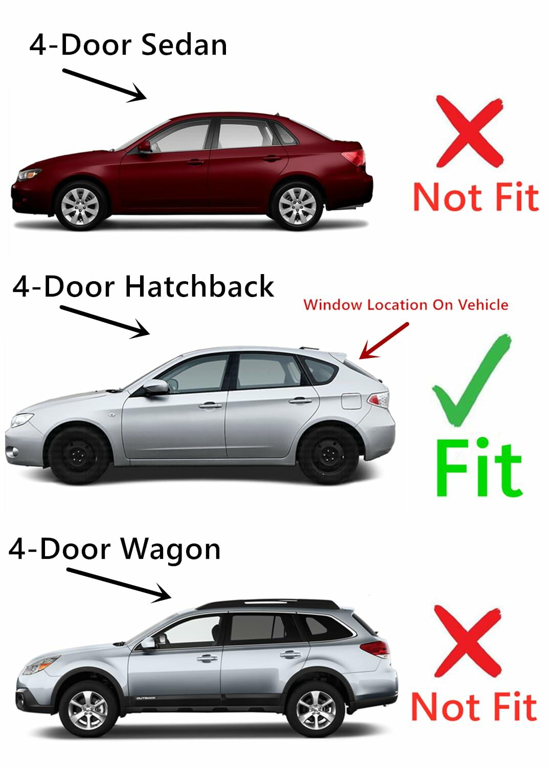 Back Window Back Glass Rear Heated Compatible with Subaru Impreza 4-Dr Hatchback 2008-2011 / Impreza WRX 4-Dr Hatchback 2008-2014 / Outback Sport 4-Dr Hatchback 2008-2011