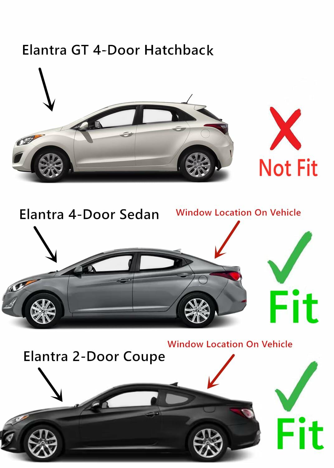 Heated Back Window Back Glass Compatible with Hyundai Elantra 4 Door Sedan/2 Door Coupe 2011-2016 Models