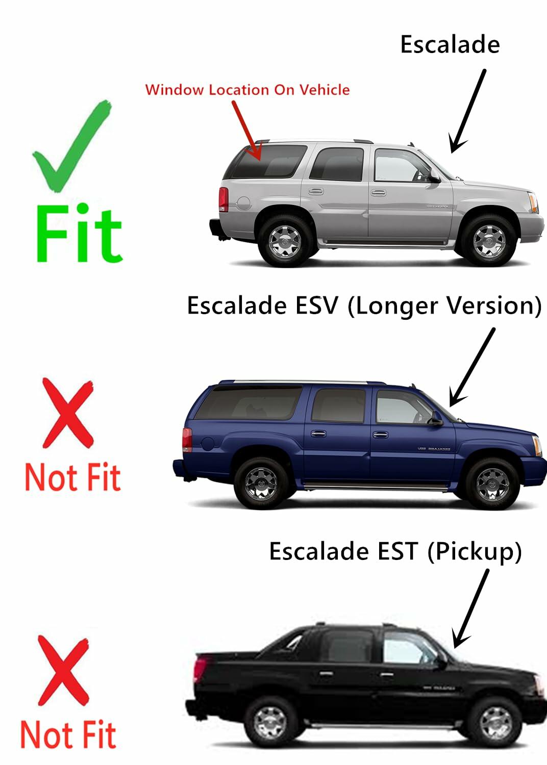 Passenger Right Side Quarter Window Quarter Glass Compatible with Cadillac Escalade 2002-2006 Models (Not for Escalade EXT or ESV)