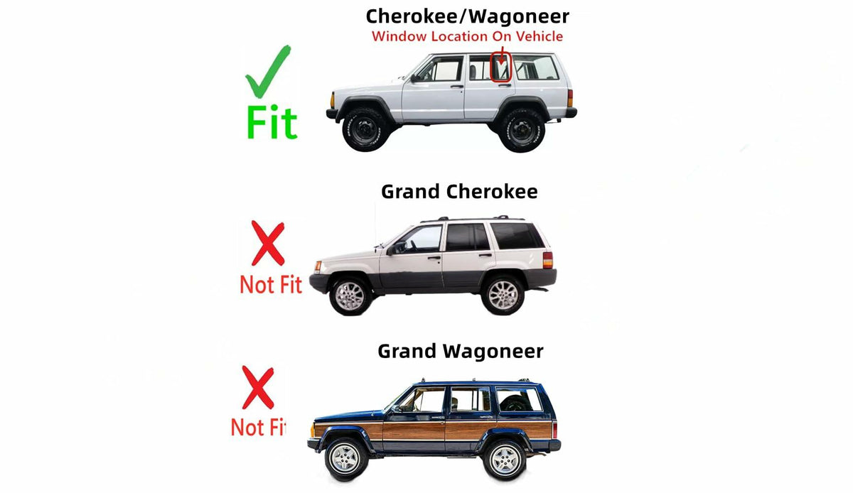 Driver Left Side Rear Vent Window Vent Glass Compatible with Jeep Cherokee 1984-2001 / Wagoneer 1984-1990 4-Door Models